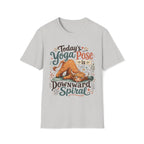 Highland Cow Downward Spiral Yoga Pose Unisex T-Shirt Ice Grey Unisex Adult T-shirt animal Fitness Globally Fulfilled