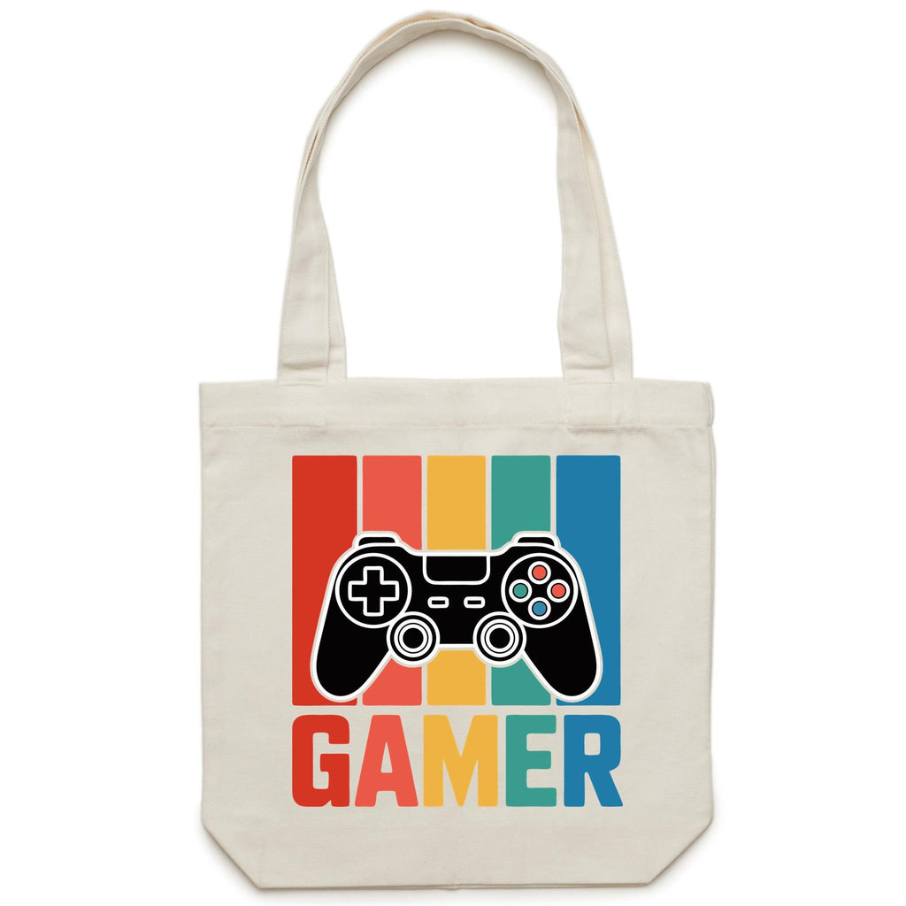 Gamer Canvas Tote Bag Cream One Size Tote Bag Games Printed In Australia