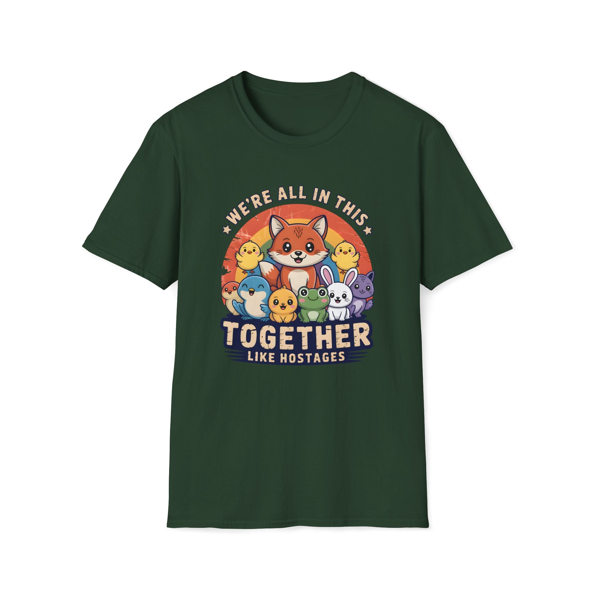 Cute Fox and Animal Friends We're All In This Together Like Hostages Unisex T-Shirt Unisex Adult T-shirt animal Globally Fulfilled
