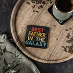 Best Father in the Galaxy - Glossy Cork Backed Coasters Square 3.7" x 3.7" 1pc Coaster Australian Printer Dad