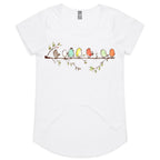 Birds On A Branch - Womens Scoop Neck T-Shirt White Womens Scoop Neck T-shirt animal Printed In Australia