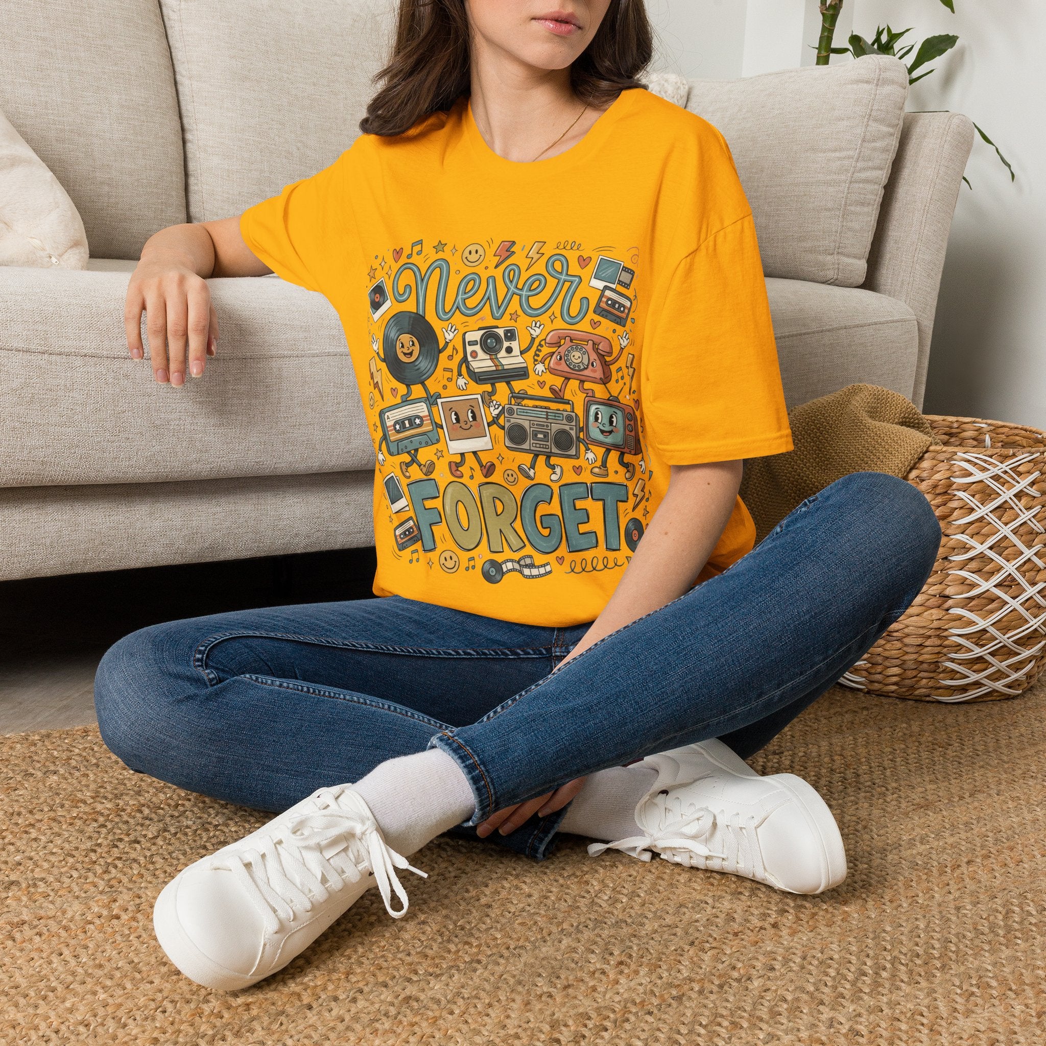 Never Forget Retro Unisex T-Shirt Gold Unisex Adult T-shirt Globally Fulfilled Music Retro
