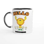 Personalised - Hello Sunshine - White 11oz Ceramic Mug with Colour Inside Ceramic Black Personalised 11oz Mug customise Globally Fulfilled personalise Retro Summer