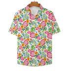 Bright Painted Tropical Women's Collared Pocketless Short Sleeve Shirt