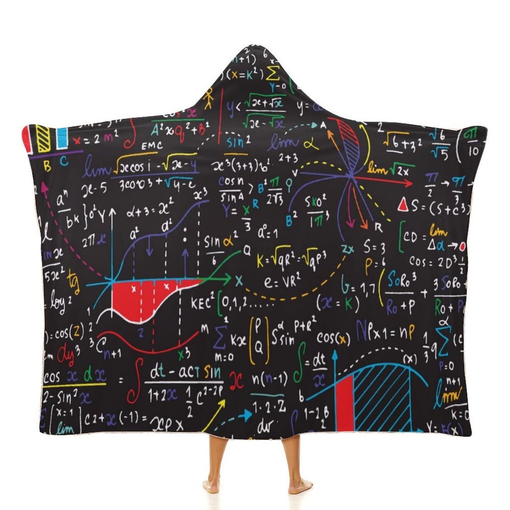 Colourful Maths Equations Kids Hooded Blanket 100cm x 130cm white 40"×50" Kids Hooded Blanket Maths Printed Offshore