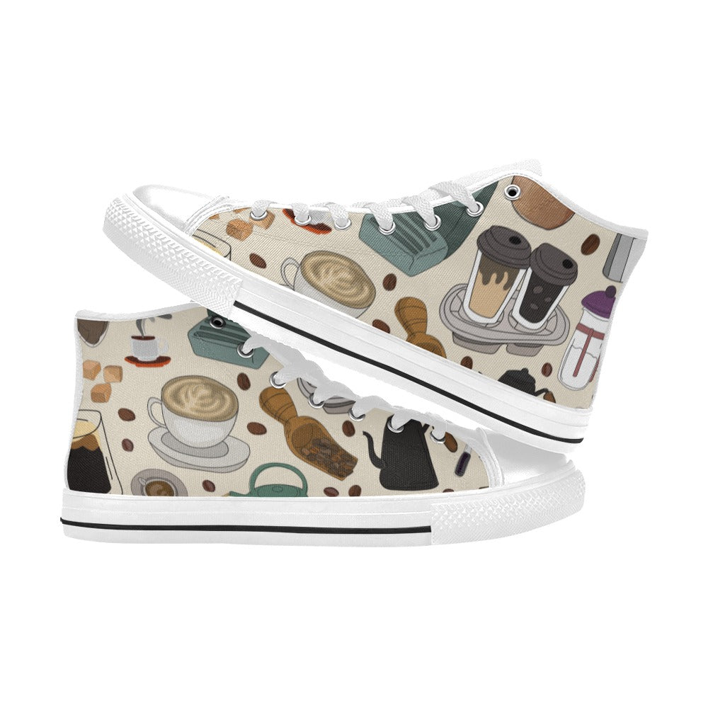 All The Coffee - Men's High Top Canvas Shoes