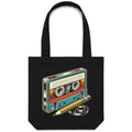 Cassette Tape And Pencil Canvas Tote Bag Default Title Tote Bag Music Printed In Australia Retro