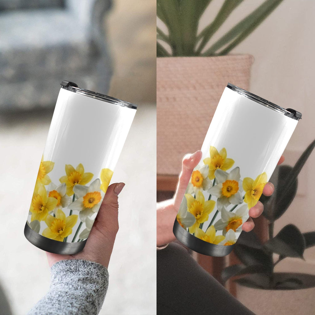Daffodils - 20oz Mobile Tumbler with Lid (Black Lock) 20oz Travel Mug Plants Printed Offshore