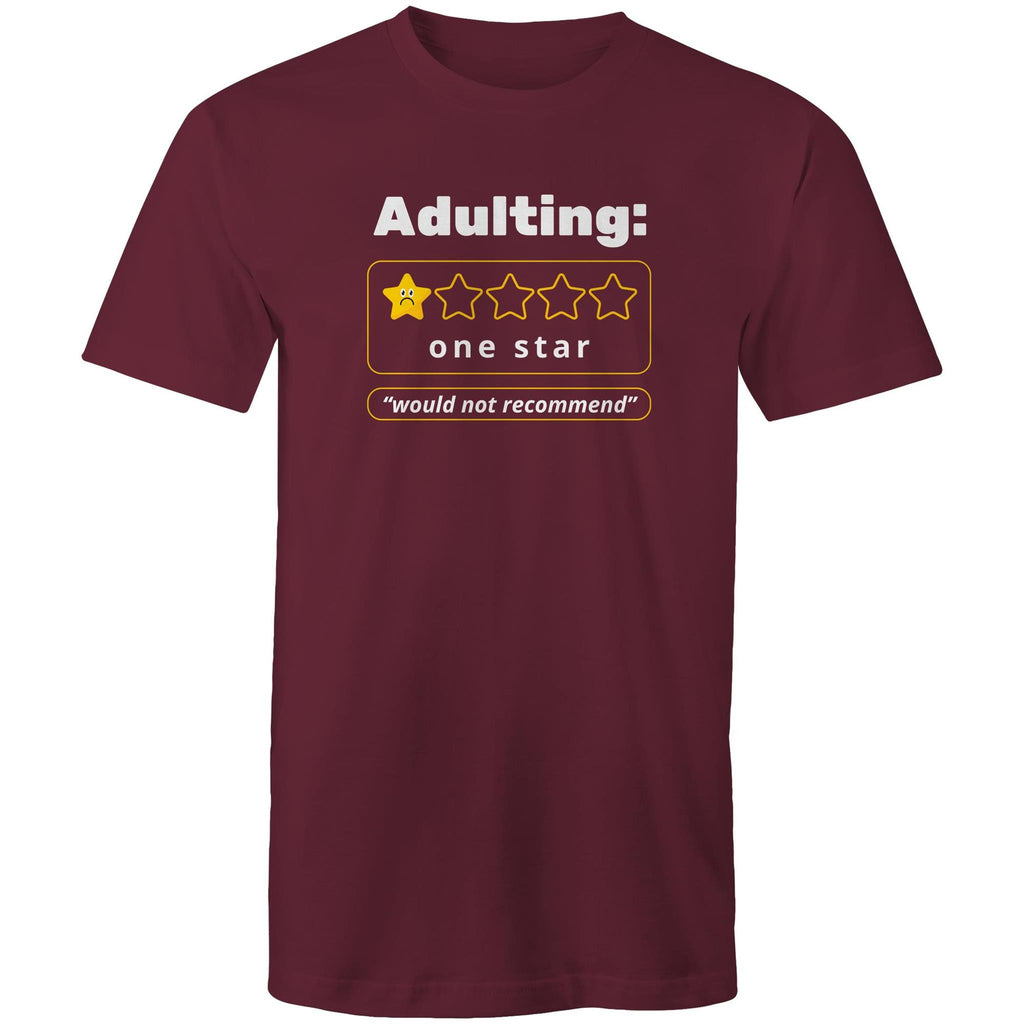Adulting, One Star - Mens T-Shirt Burgundy Mens T-shirt Printed In Australia
