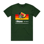 Camera Film, Now We Wait Men's AS Colour T-shirt Forest Green Mens T-shirt Printed In Australia Retro