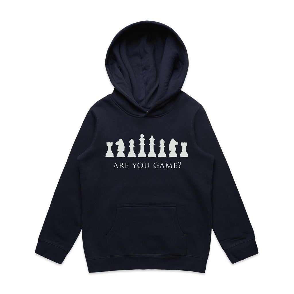 Are You Game, Chess - Kids Hoodie Navy Kids Hoodie Printed In Australia
