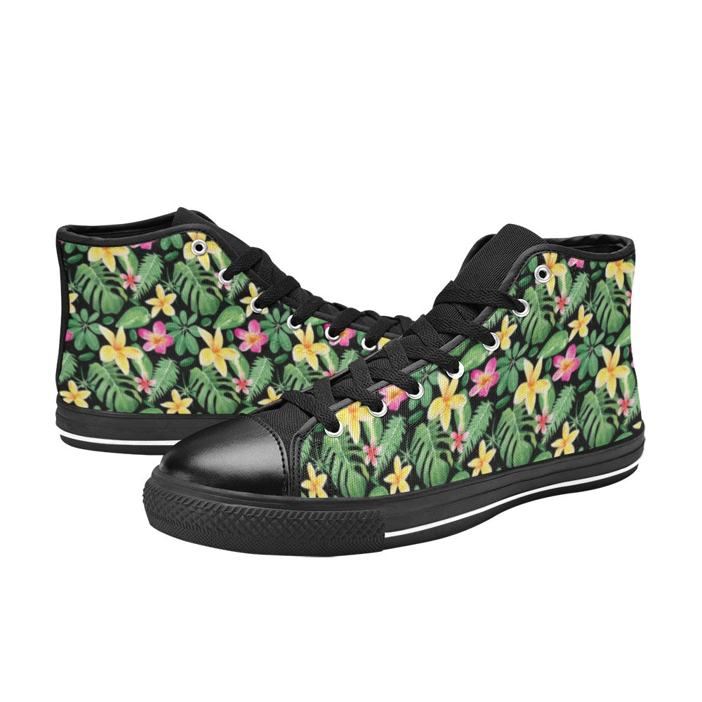 Frangipani Women's High Top Canvas Shoes Womens Classic High Top Shoes Plants Printed Offshore
