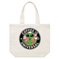 Coffee Is Universal Shoulder Canvas Tote Bag Default Title Large Tote Bag Printed In Australia