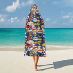 Comic Book Blue Kids Hooded Blanket 100cm x 130cm Kids Hooded Blanket comic Printed Offshore