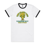 The Plant Life, Vegetarian - Staple Ringer Tee White Black Ringer T-Shirt Food Plants Printed In Australia
