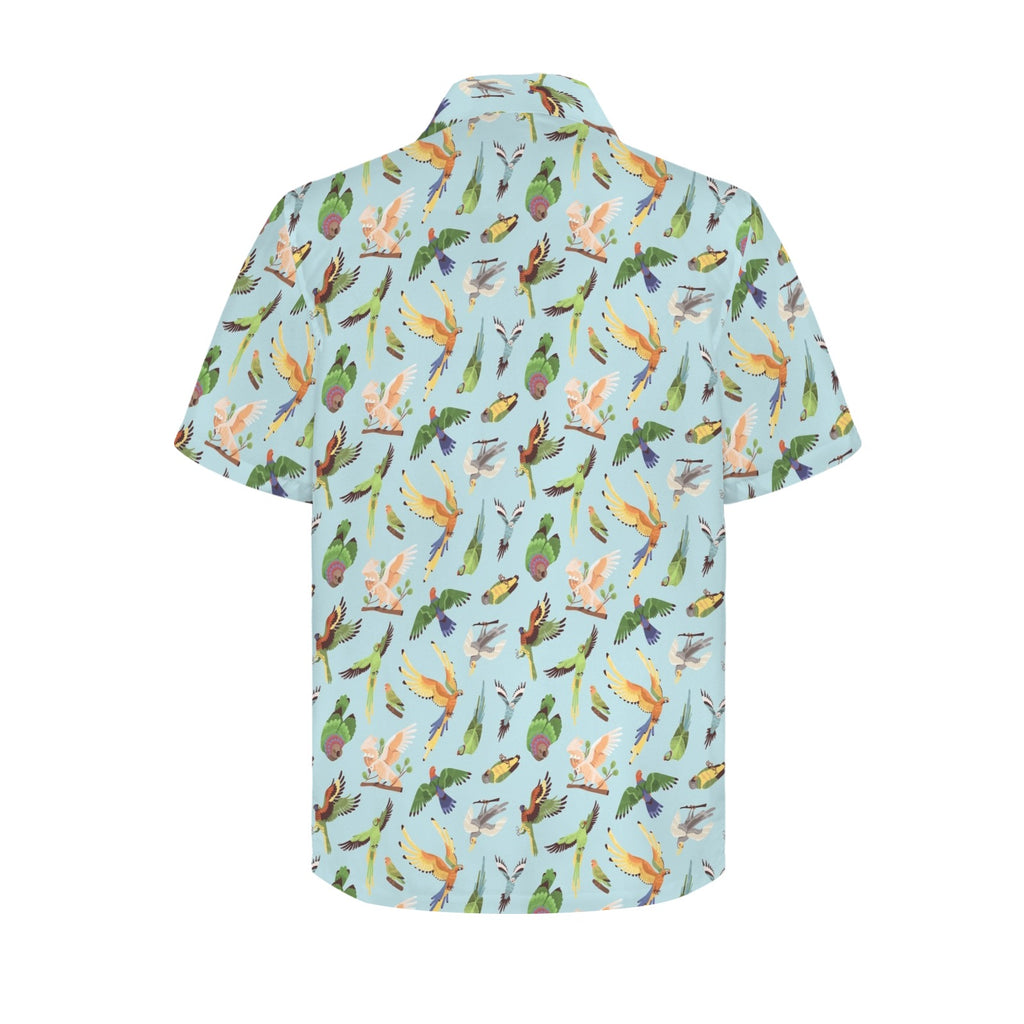Parrots Men's Short Sleeve Hawaiian Shirt Men's Hawaiian Shirt (New) animal Birds Printed Offshore