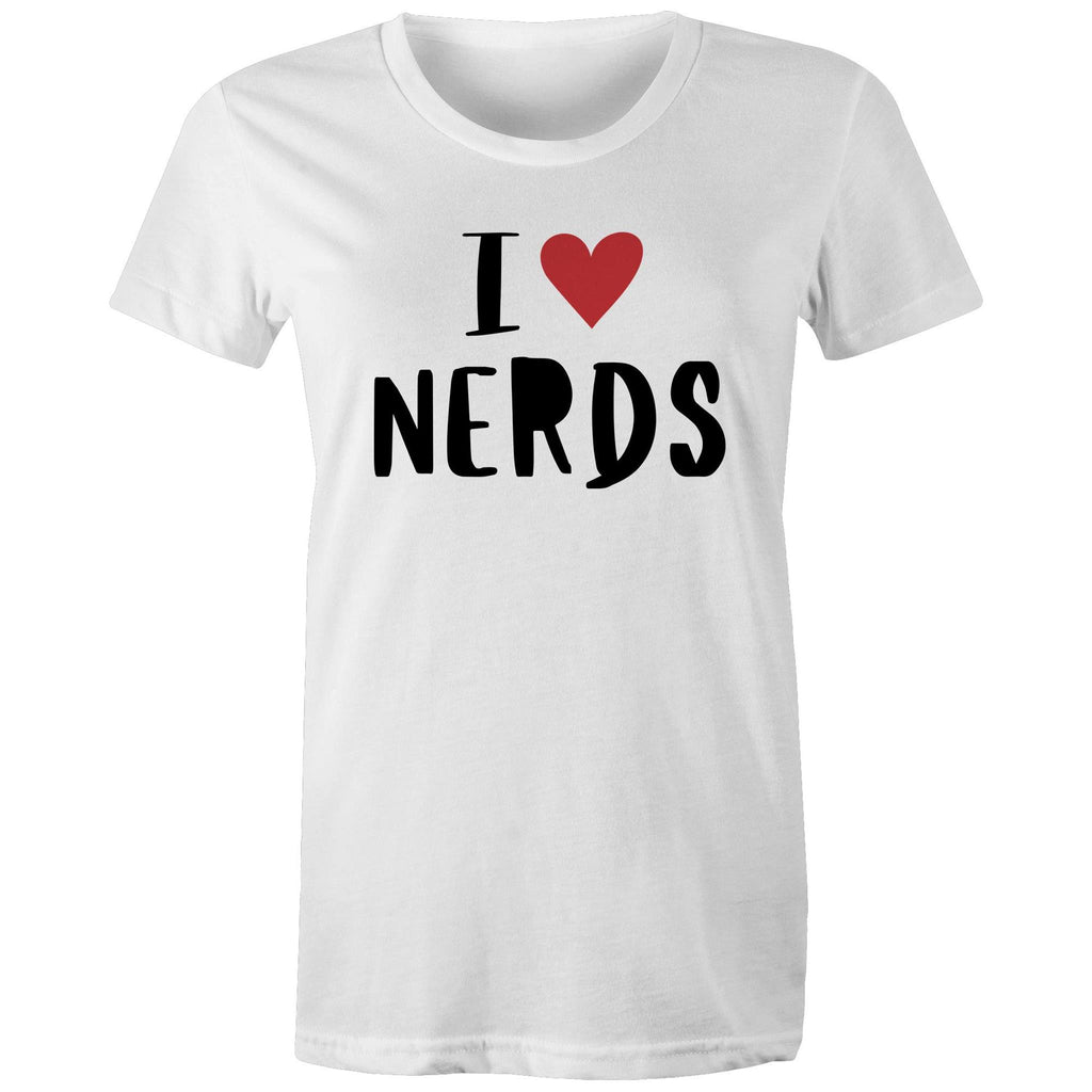 I Love Nerds, Heart - Womens T-shirt White Womens T-shirt Love Printed In Australia