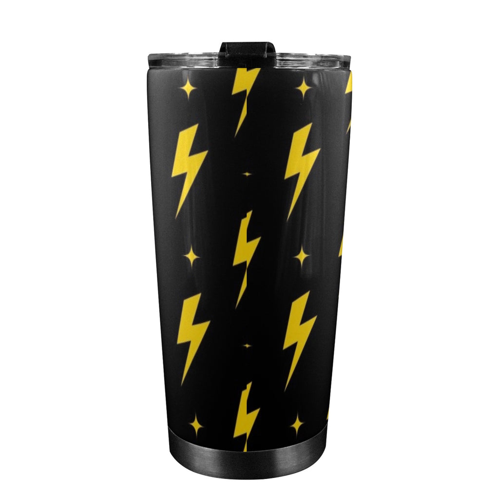 Yellow Lightning - 20oz Mobile Tumbler with Lid (Black Lock) 20oz Travel Mug comic Printed Offshore