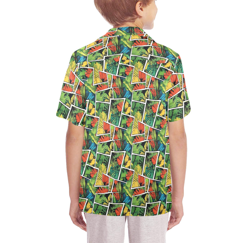 Tropical Comic Book Style Senior Kids Hawaiian Shirt