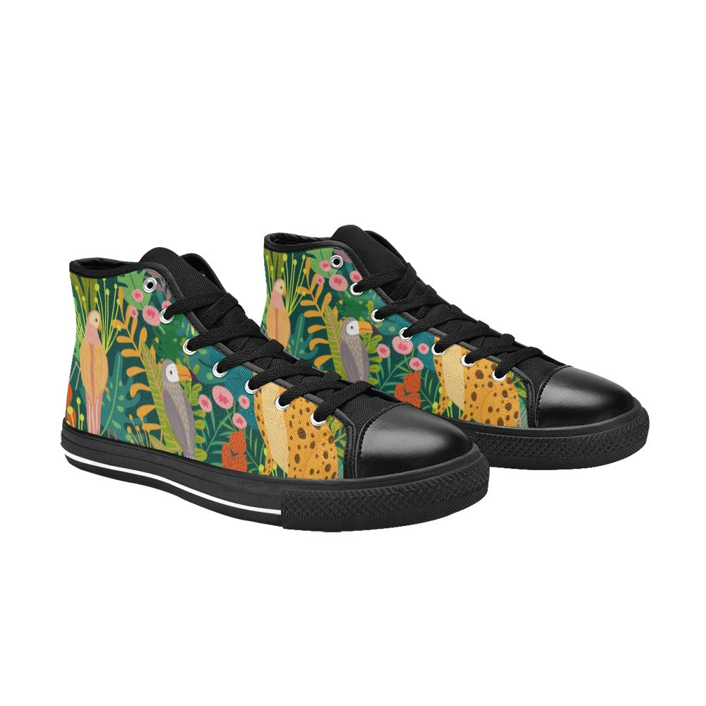 Tropical Jungle Animals - Kids High Top Canvas Shoes