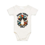 Good Vibes Only, Hippie Mushroom With Sunglasses - Baby Bodysuit