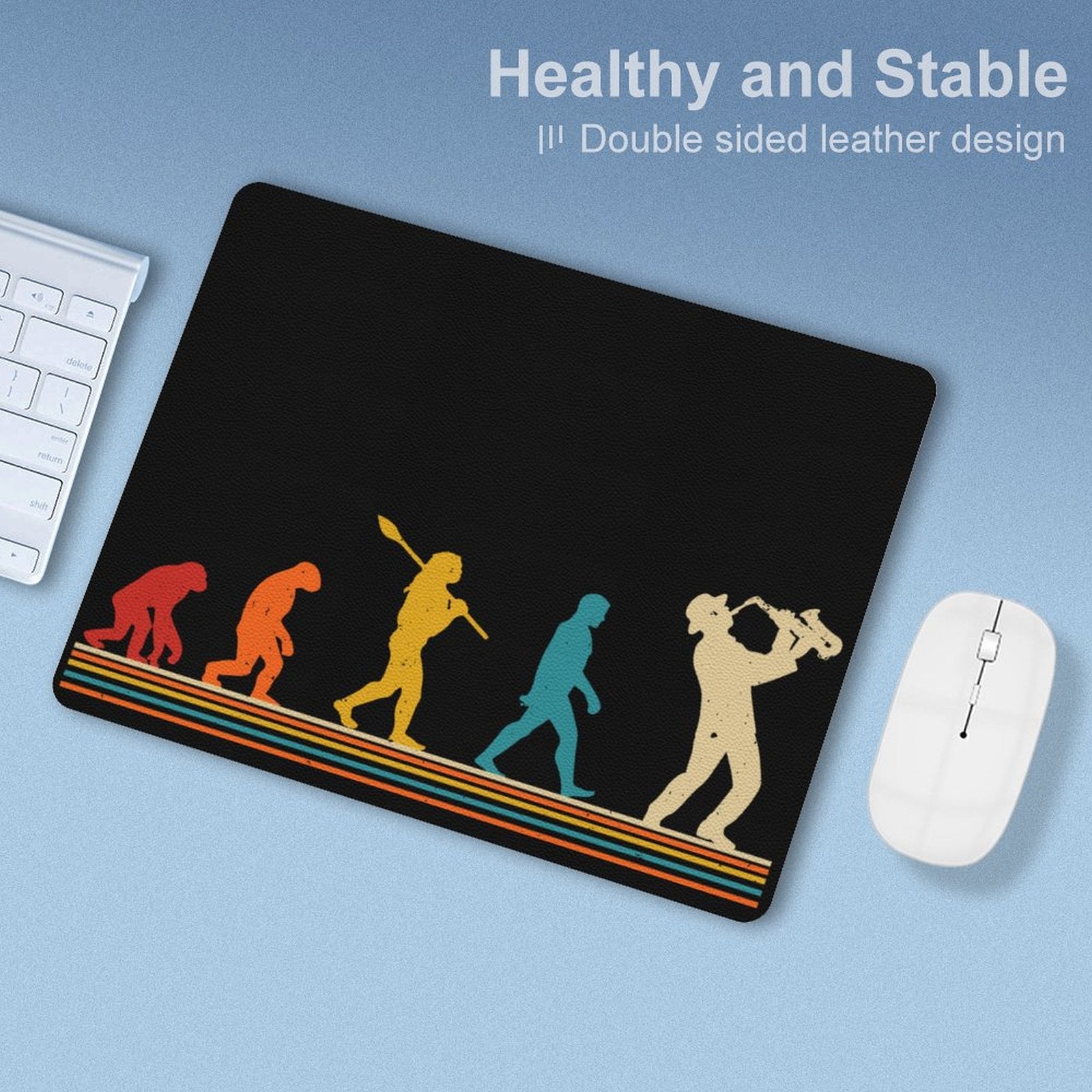 Evolution Of A Saxophone Player Leather Mouse Pad Leather Mouse Pad Music Printed Offshore