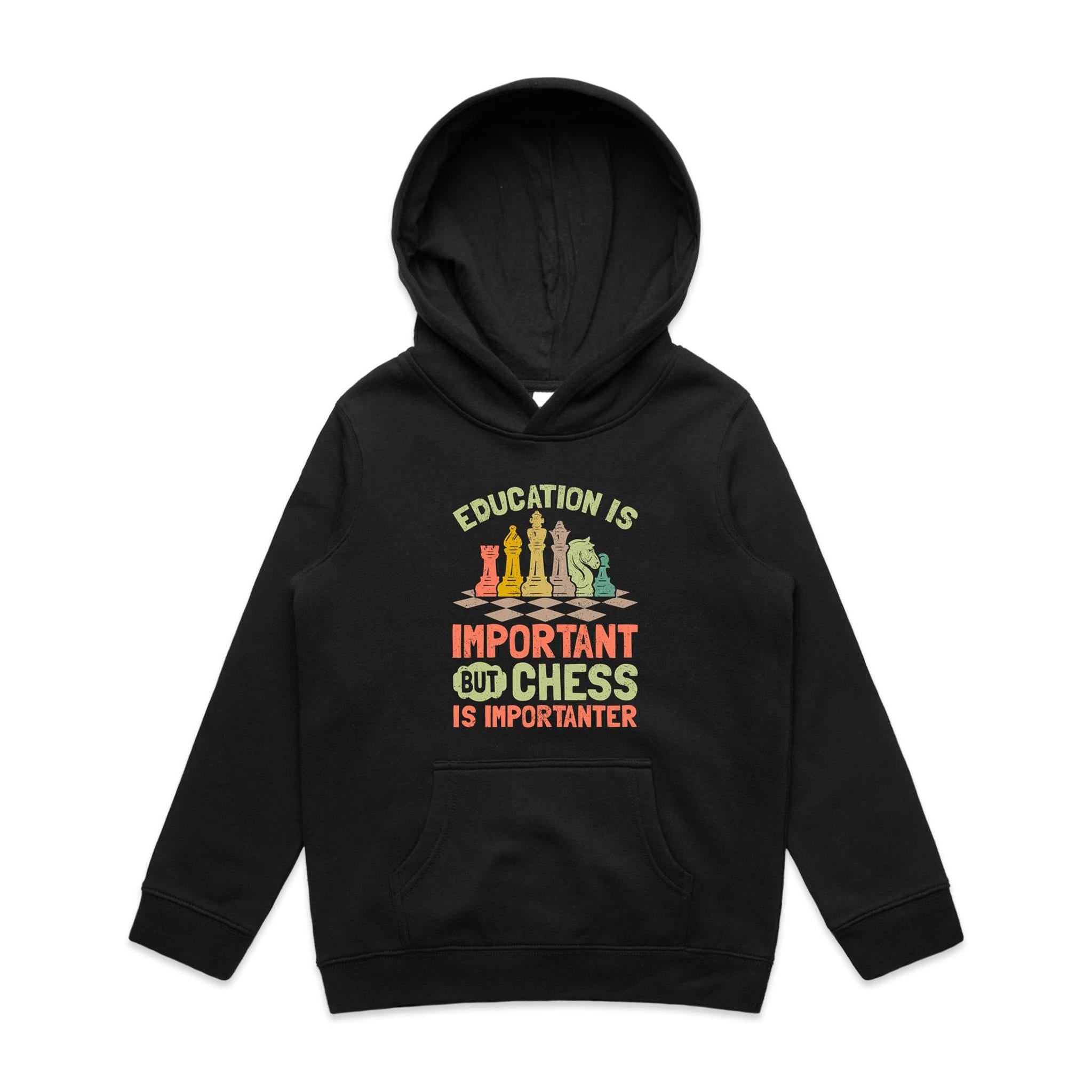 Chess And Education - Kids Hoodie Black Kids Hoodie Chess Games Printed In Australia