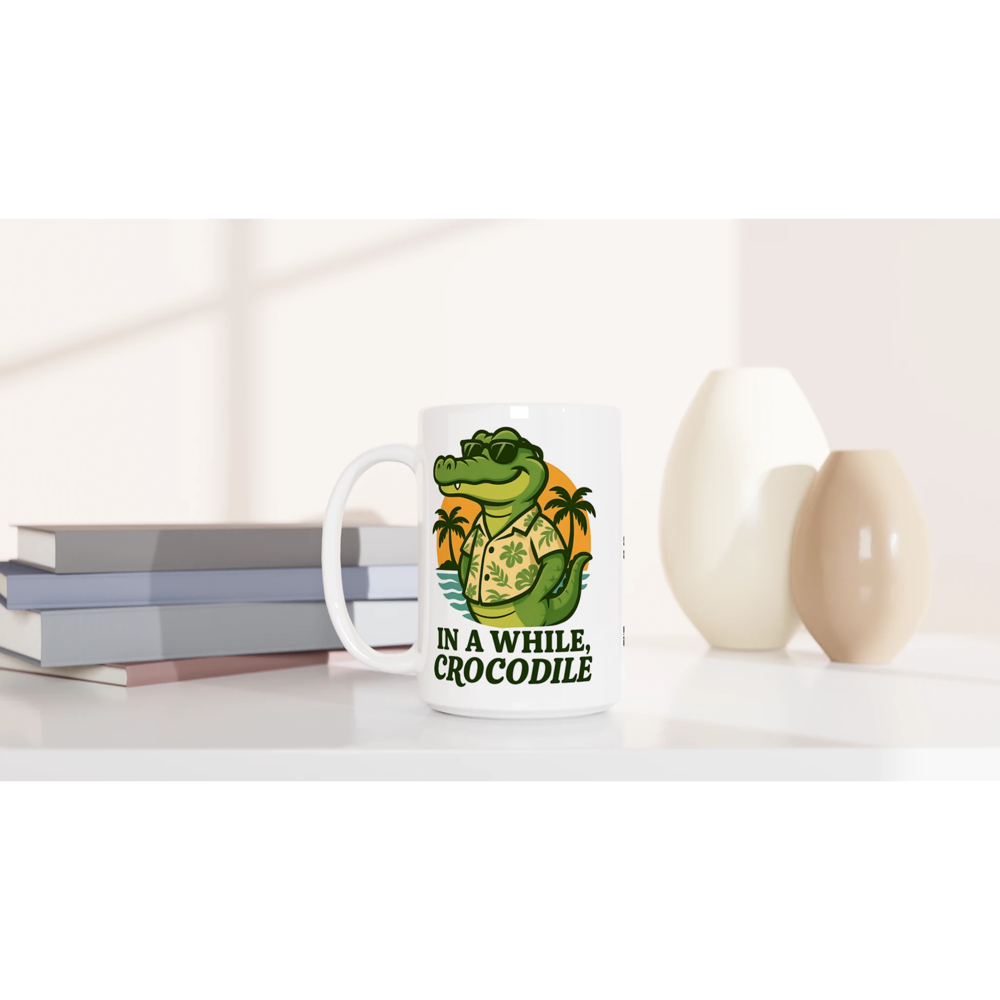 Personalised - In A While, Crocodile - White 15oz Ceramic Mug Personalised 15oz Mug animal Globally Fulfilled