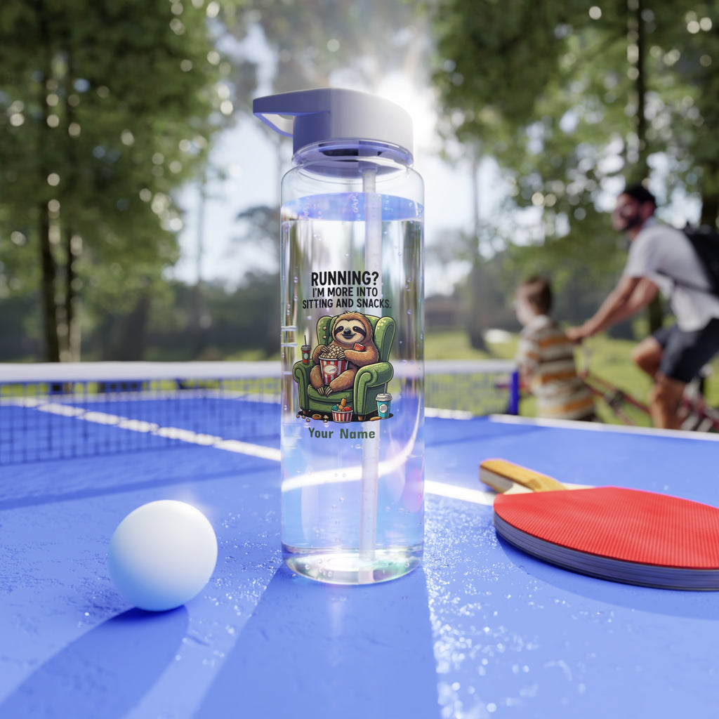 Personalised - Sloth, Running, I'm More Into Sitting And Snacks - Clear Tritan Water Bottle