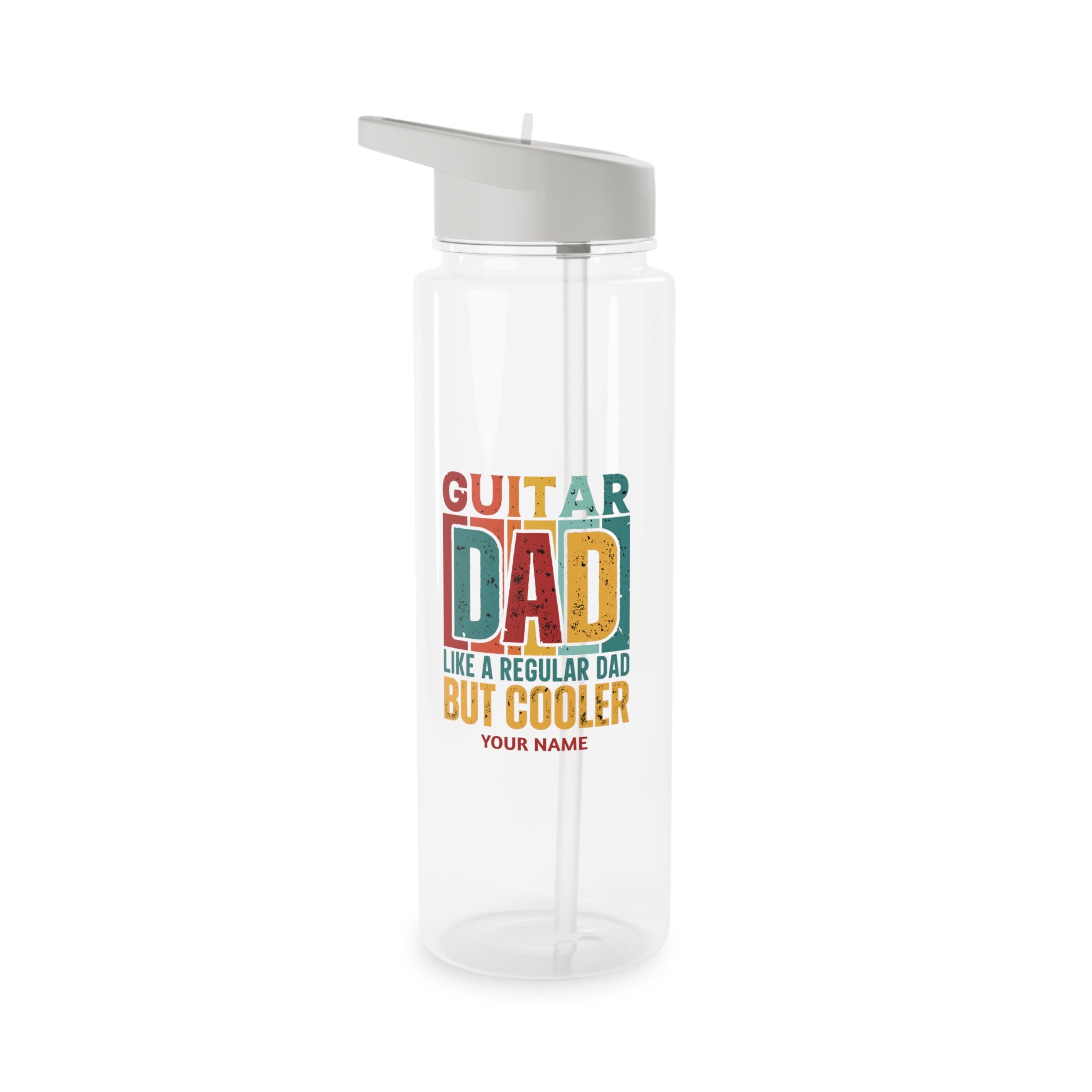 Personalised - Guitar Dad - Clear Tritan Water Bottle