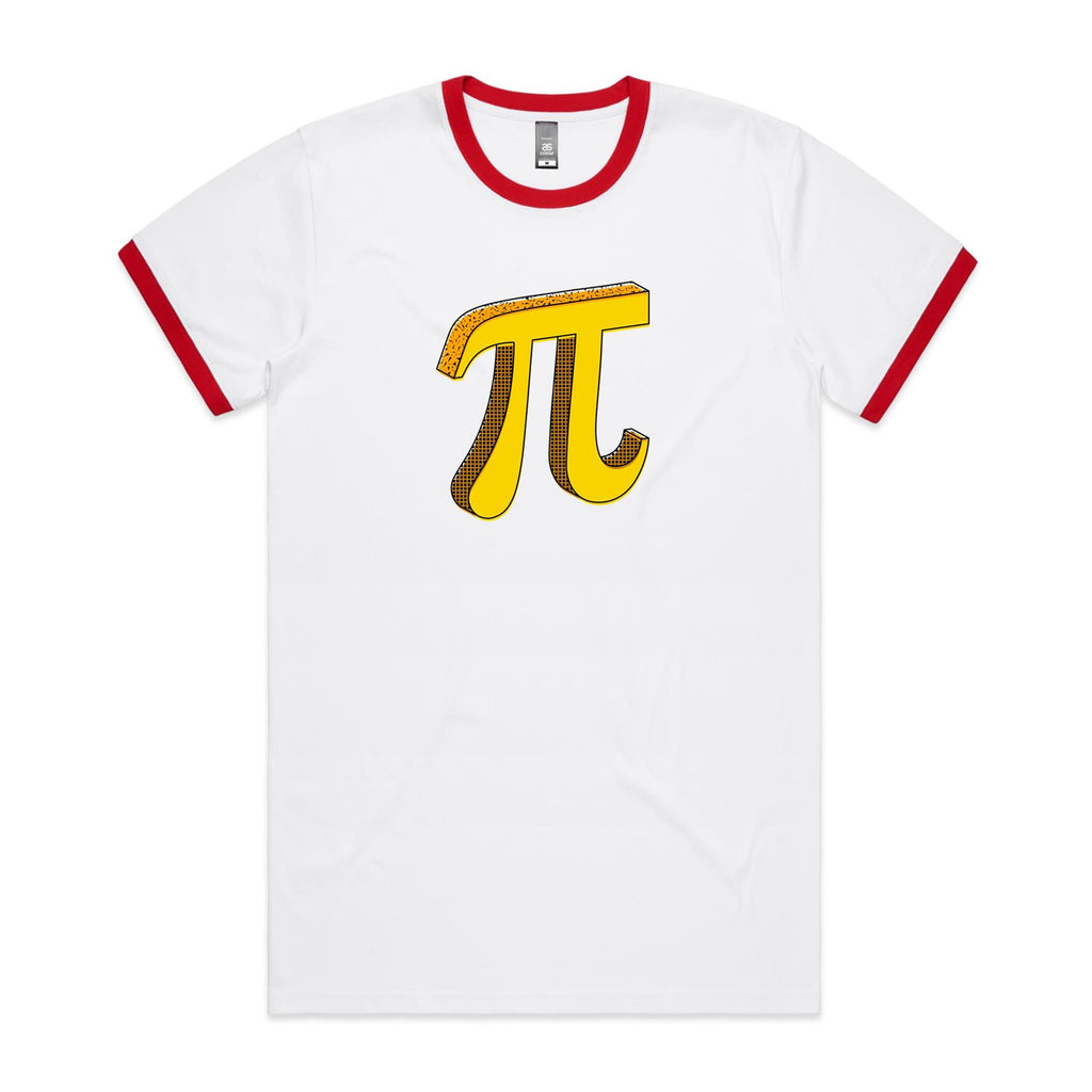 Pi - Staple Ringer Tee White Red Ringer T-Shirt Maths Printed In Australia Science
