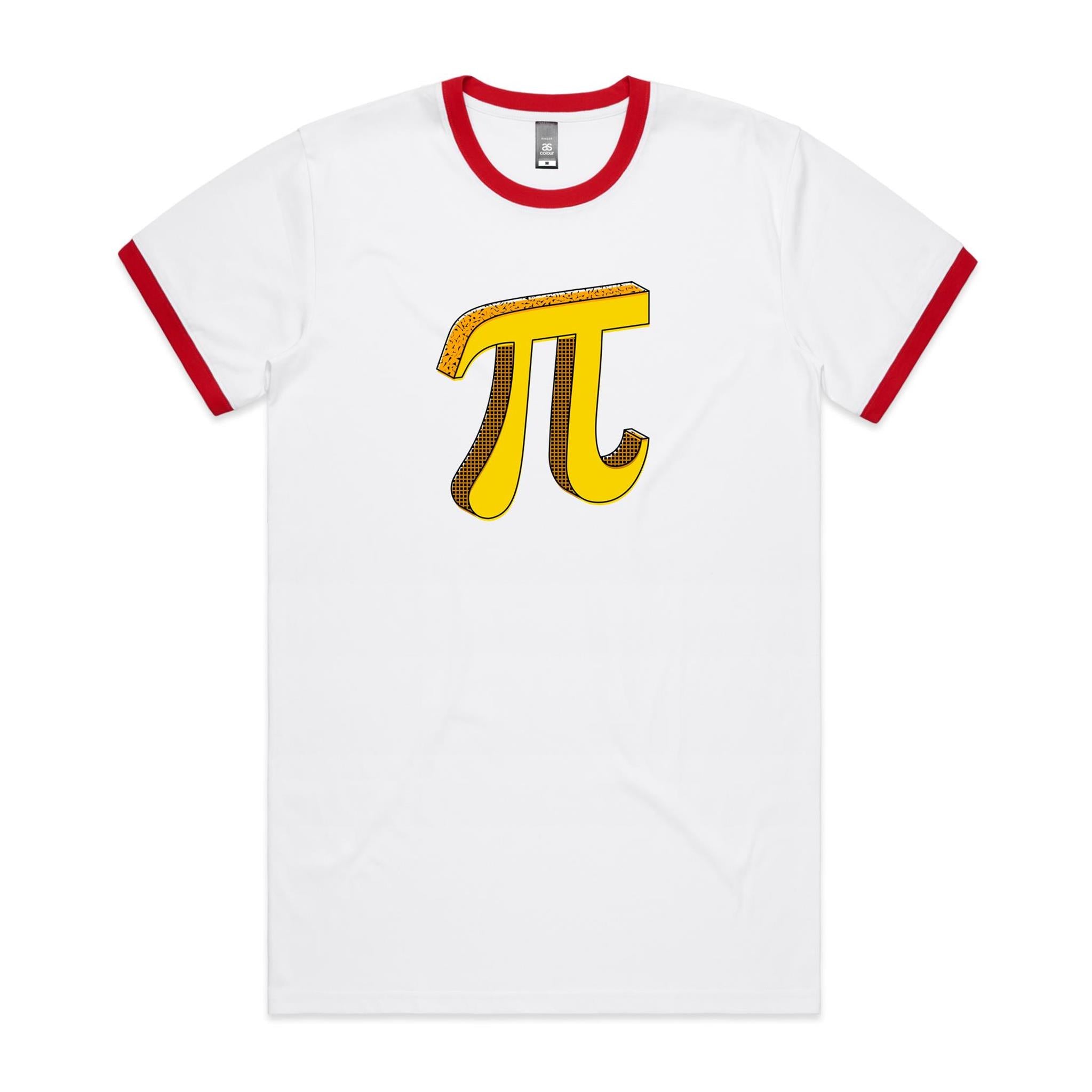 Pi - Staple Ringer Tee White Red Ringer T-Shirt Maths Printed In Australia Science