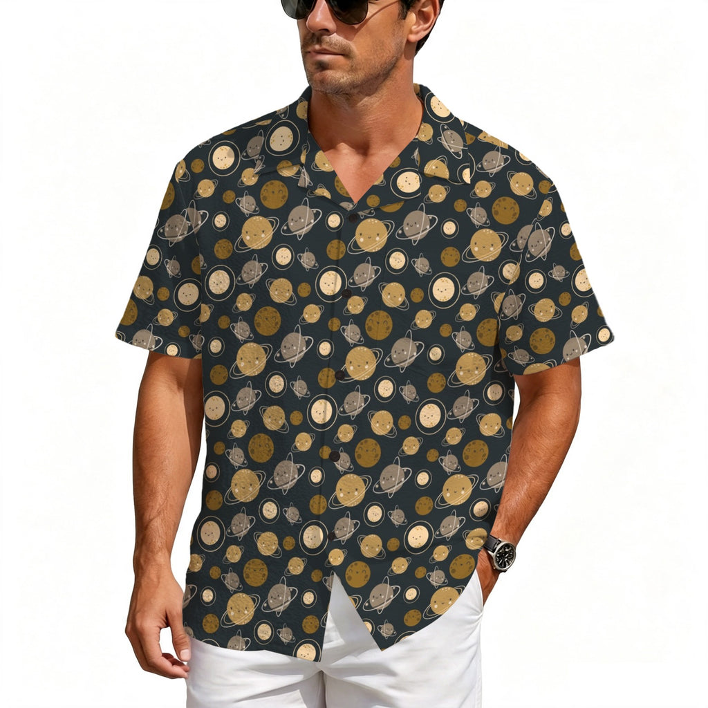 Planets Men's Crinkle Hawaiian Shirt