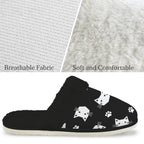 Geometric Cat Faces Men's Fur Trim Thick-Sole Indoor Slippers Men's Fur Trimmed Slippers animal Printed Offshore