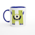 Personalised - Monster Initial - White 11oz Ceramic Mug with Color Inside Ceramic Blue Personalised 11oz Mug Customise Globally Fulfilled Name Personalise