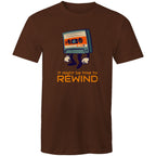 Cassette Tape, It Might Be Time To Rewind - Mens T-Shirt Dark Chocolate Mens T-shirt Music Printed In Australia Retro