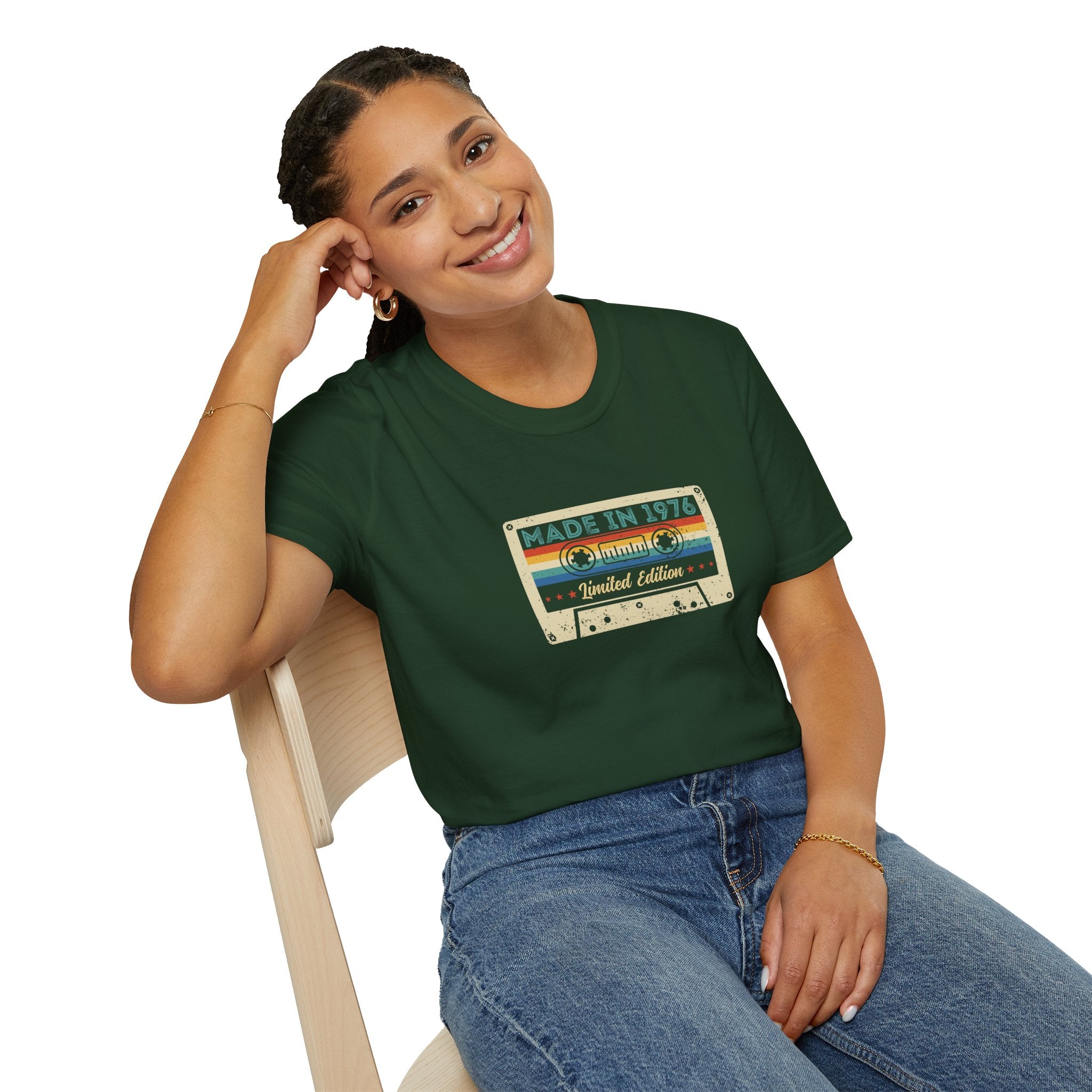 Turning 50, Made in 1976 Cassette Tape Unisex T-Shirt Unisex Adult T-shirt Birthday Globally Fulfilled