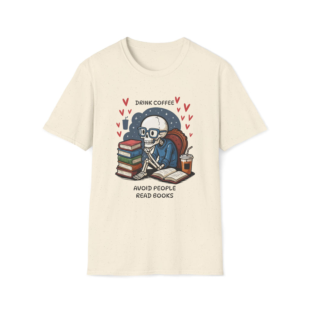 Skeleton, Drink Coffee, Avoid People, Read Books - Unisex Softstyle T-shirt