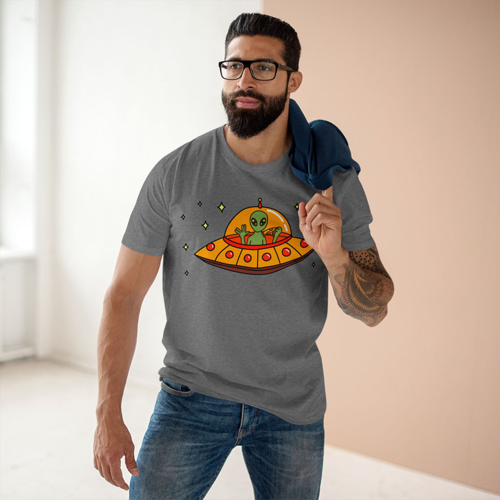 Alien Pizza - Men's Staple Tee Athletic Heather Mens Premium T-Shirt Printed in AU and US Sci Fi