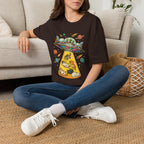 UFO Cat Abduction Unisex T-Shirt Dark Chocolate Unisex Adult T-shirt animal Globally Fulfilled Sci Fi