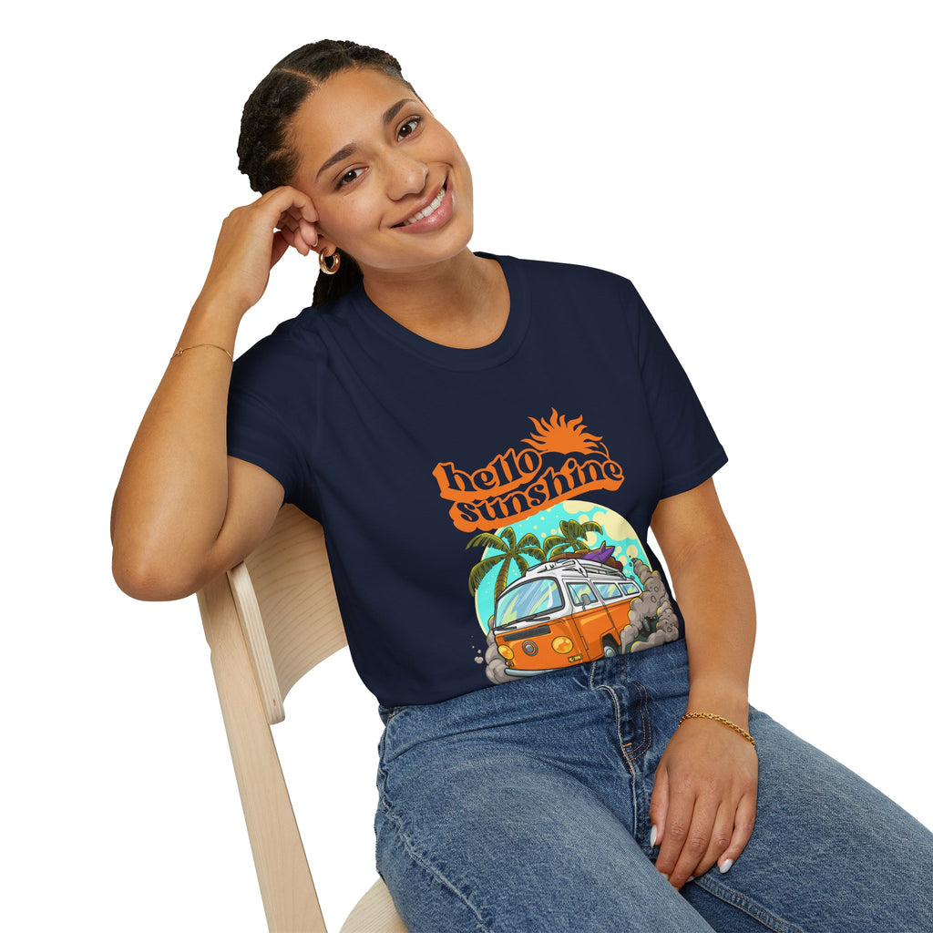 Hello Sunshine, Beach Van - Unisex Softstyle T-Shirt