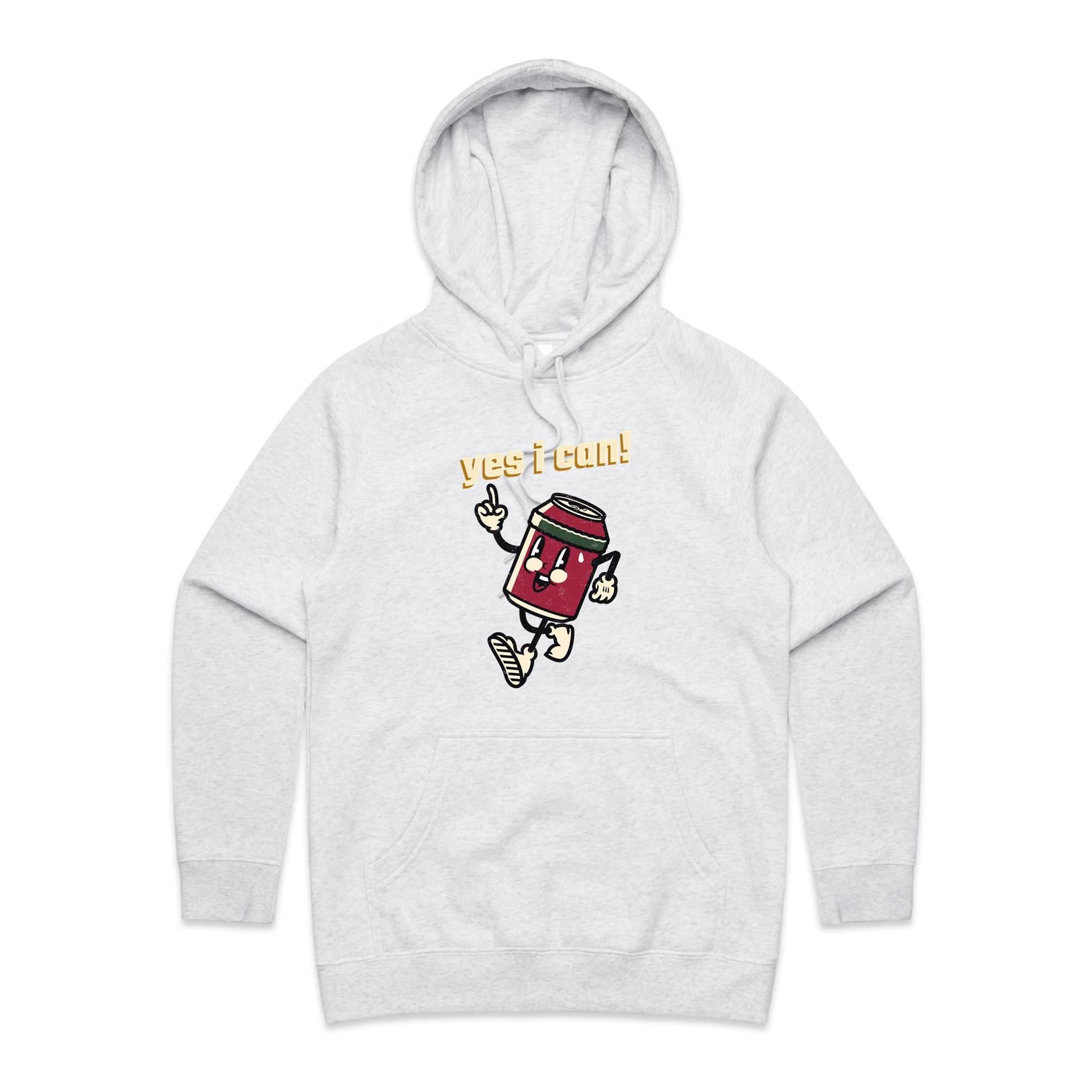 Yes I Can - Womens Hoodie White Marle Womens Hoodie Positivity Printed In Australia