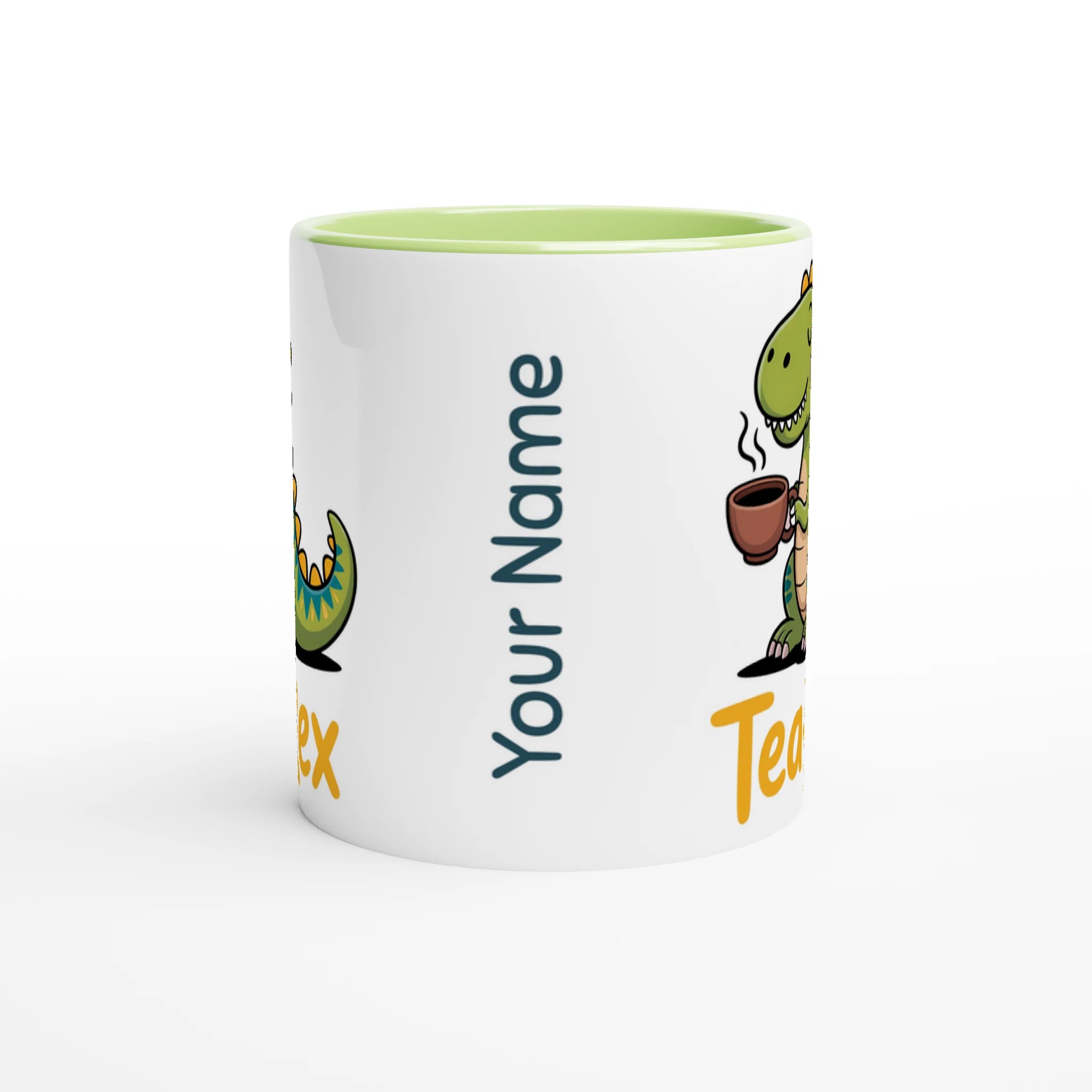 Personalised - Tea-Rex, Tea Drinking Dinosaur - 11oz Ceramic Mug Personalised 11oz Mug animal Globally Fulfilled Tea