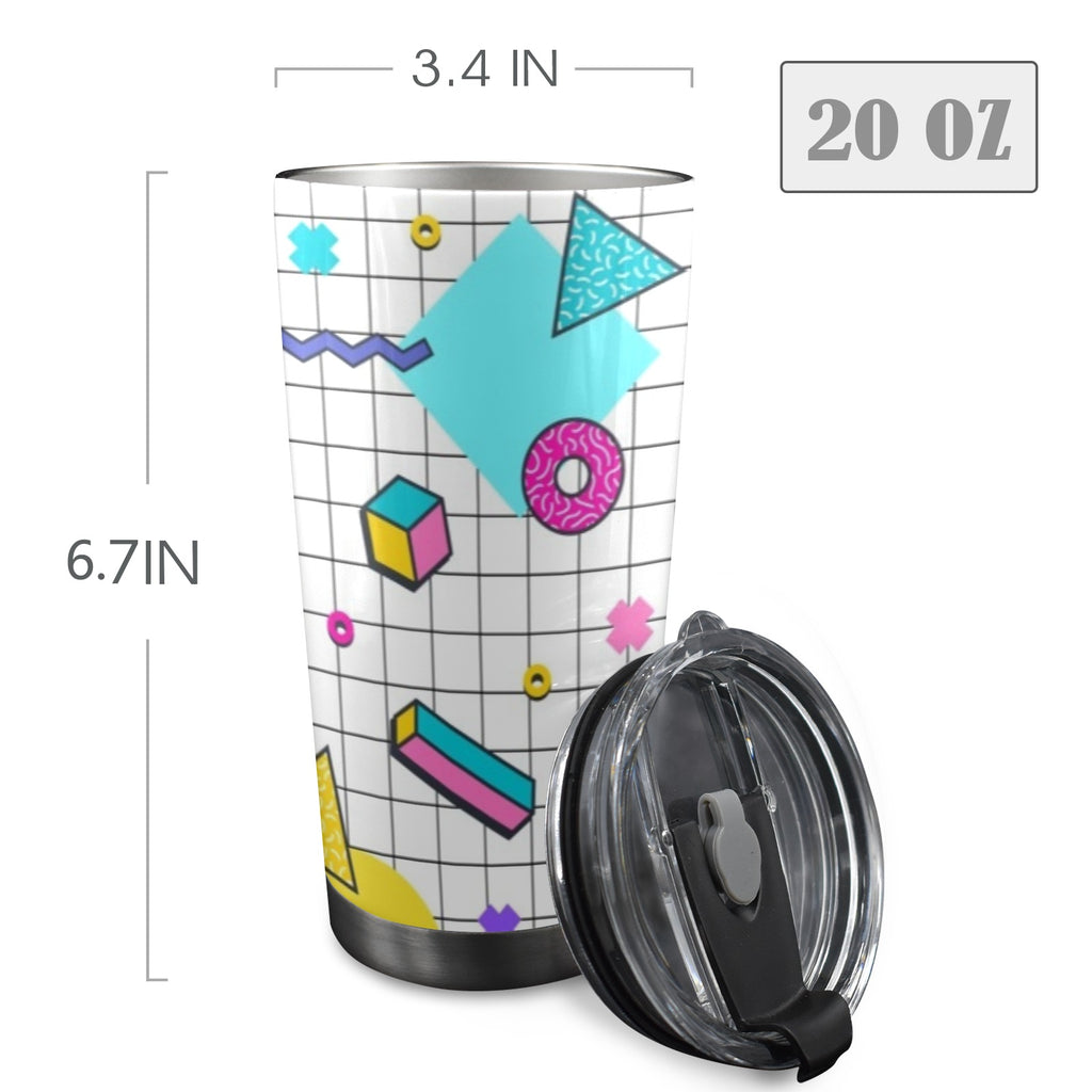 80's Grid - 20oz Mobile Tumbler with Lid (Black Lock)