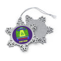Personalised - Merry Christmas Earthlings, UFO - Christmas Pewter Snowflake Ornament