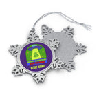 Personalised - Merry Christmas Earthlings, UFO - Christmas Pewter Snowflake Ornament