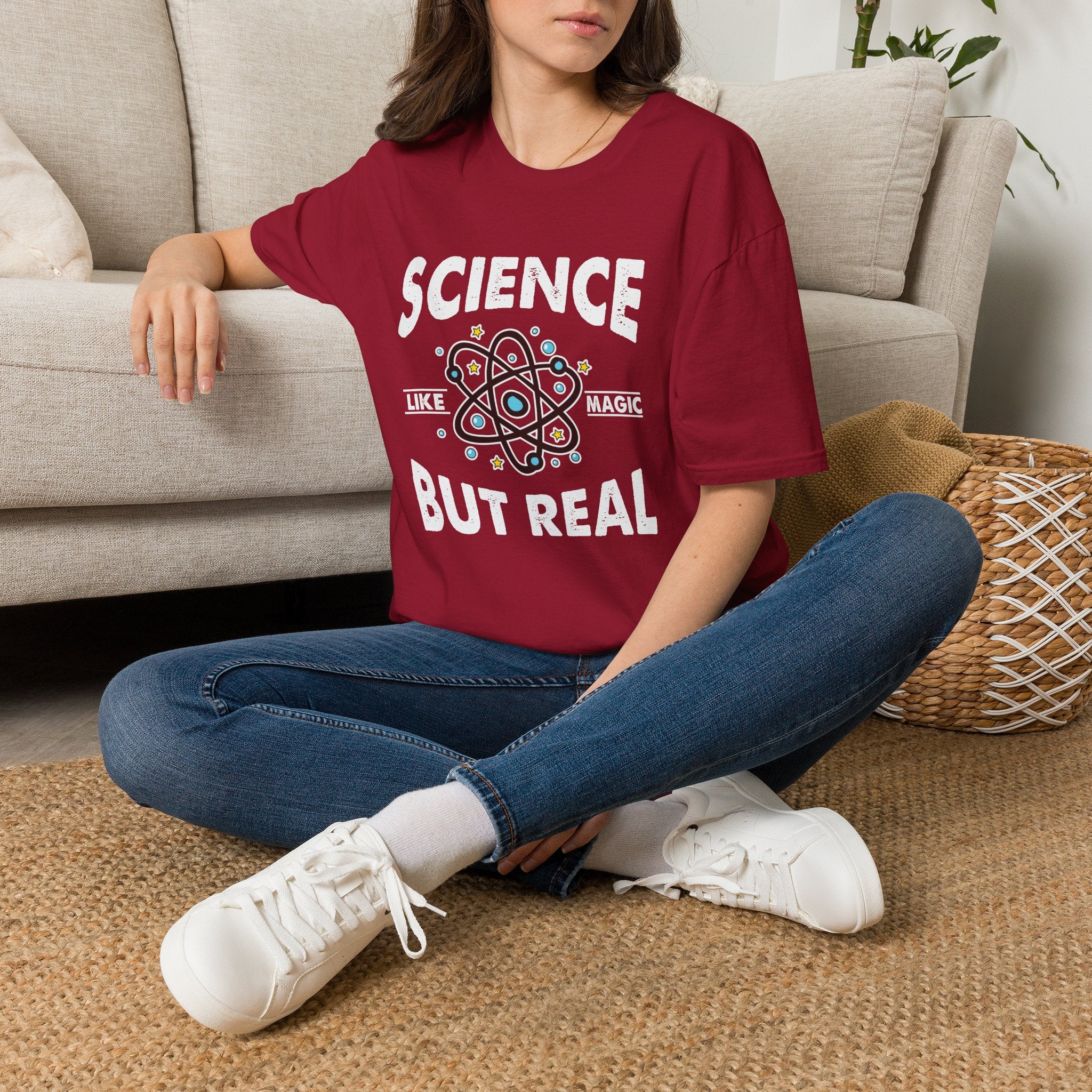 Science, Like Magic But Real Unisex T-Shirt Cardinal Red Unisex Adult T-shirt Globally Fulfilled Science