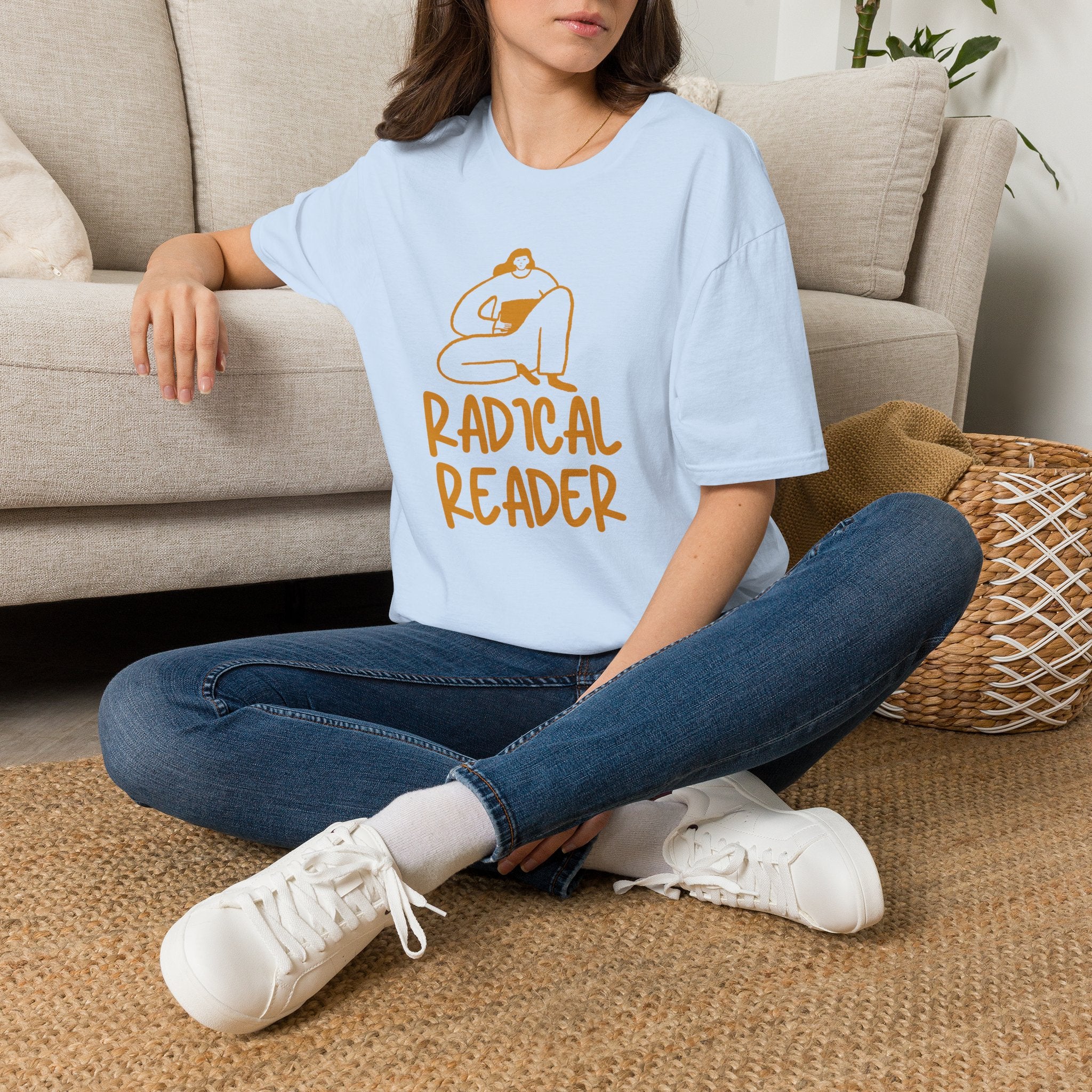 Radical Reader Unisex T-Shirt Light Blue Unisex Adult T-shirt Globally Fulfilled Reading