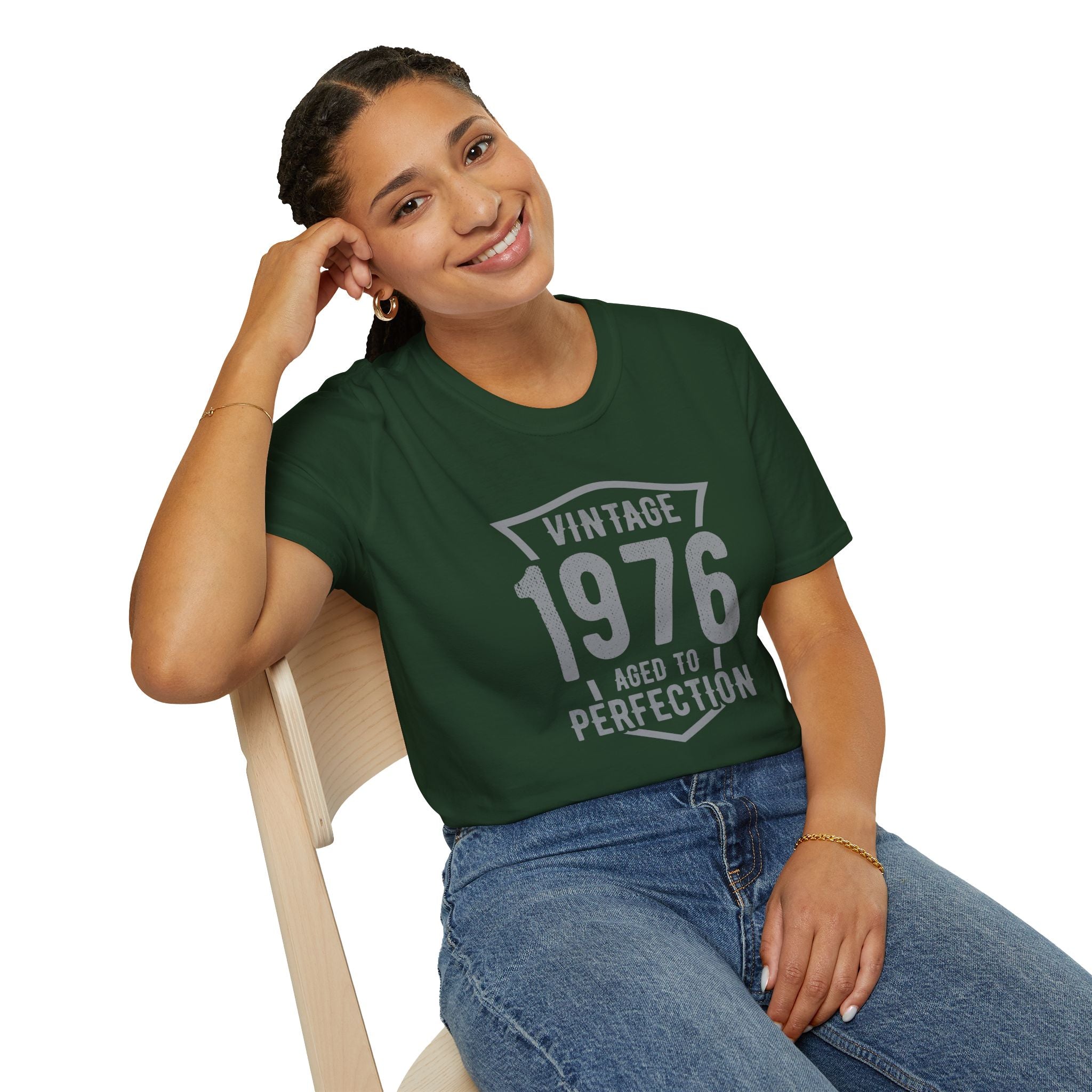 Turning 50, Vintage 1976, Aged To Perfection Unisex Softstyle T-Shirt Unisex Adult T-shirt Australian Printer Birthday