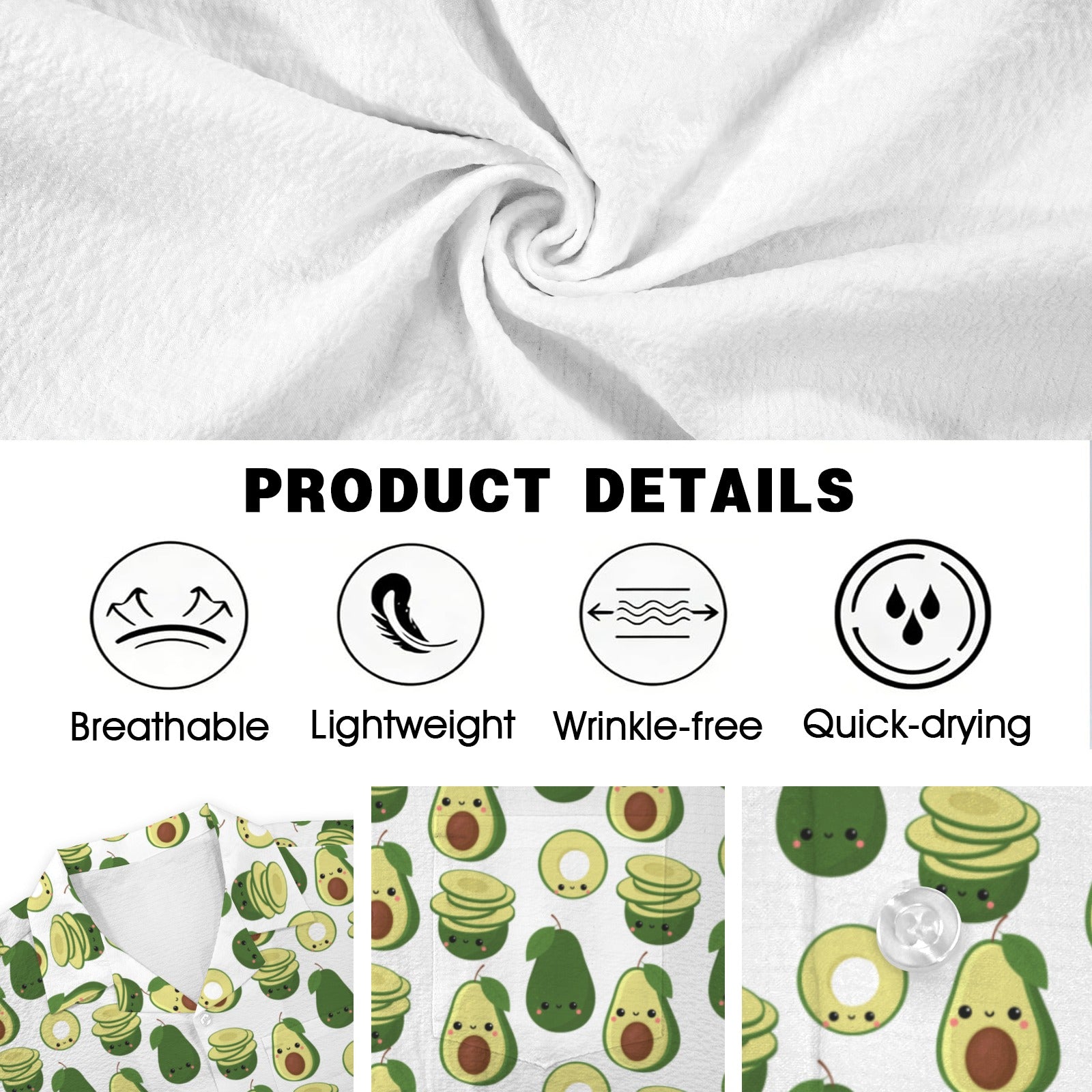 Cute Avocados Men's Crinkle Hawaiian Shirt